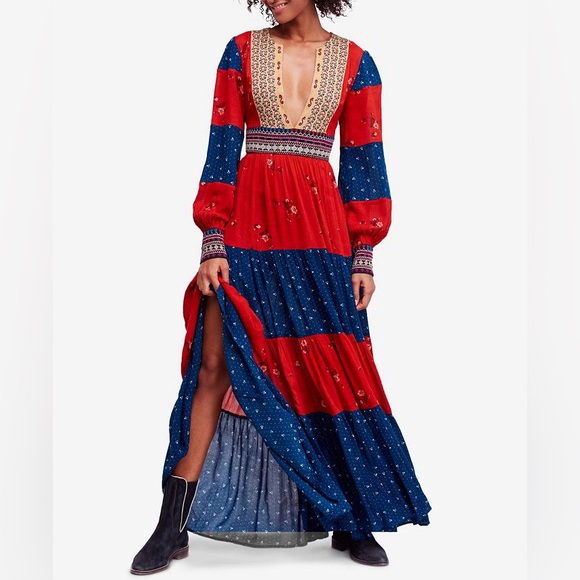 Free People x Revolve Starlight Printed Maxi Dress Rare Seen On Tori Spelling - Picture 7 of 13